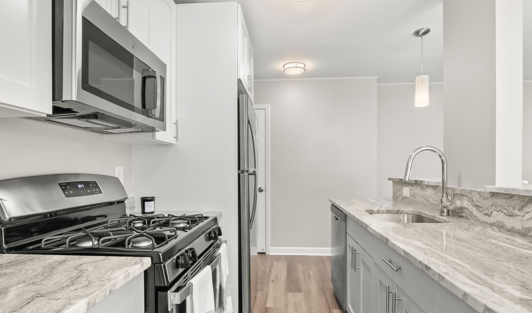 The renovated kitchen at Sussex Square